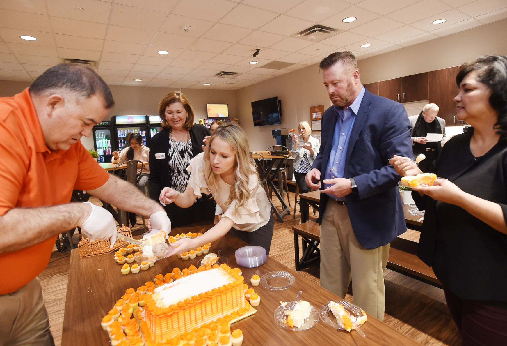 Serving Denton, and cake